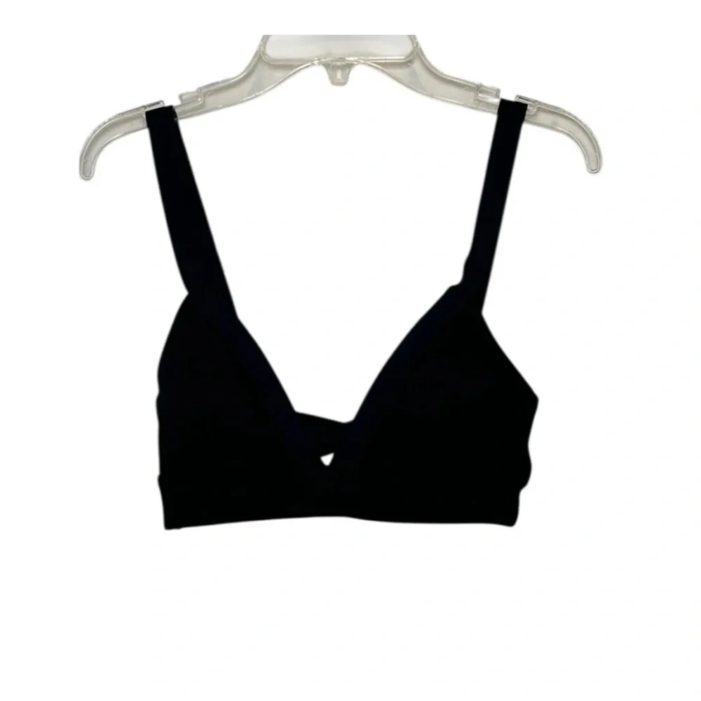 L Space Revolve Vera Bikini Top Black Women's Size Small Ribbed Texture